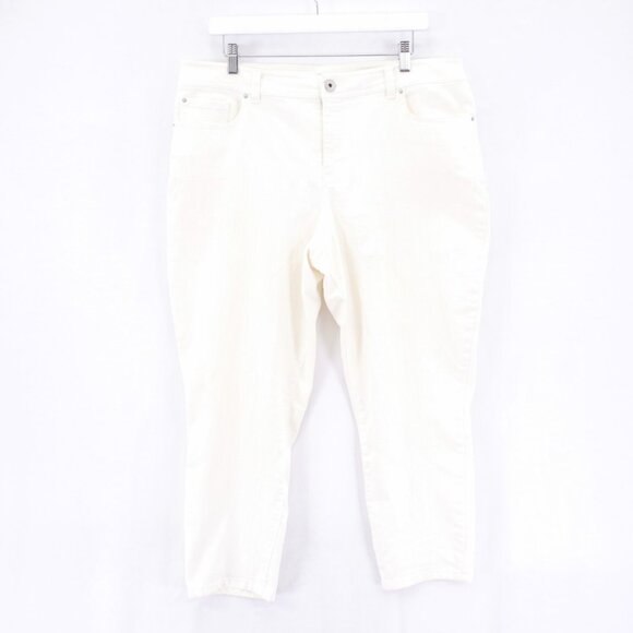 DAMAGED INC International Concepts Skinny Leg Regular Fit Capri White Jeans -16- - Picture 1 of 12